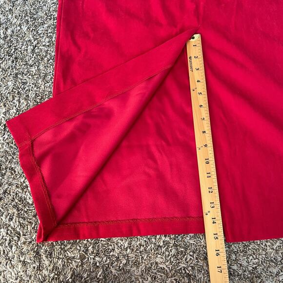 Y2K Long Pencil Skirt Size 16 Red Solid Minimal Career Office Academia 90s Vtg - Picture 8 of 16
